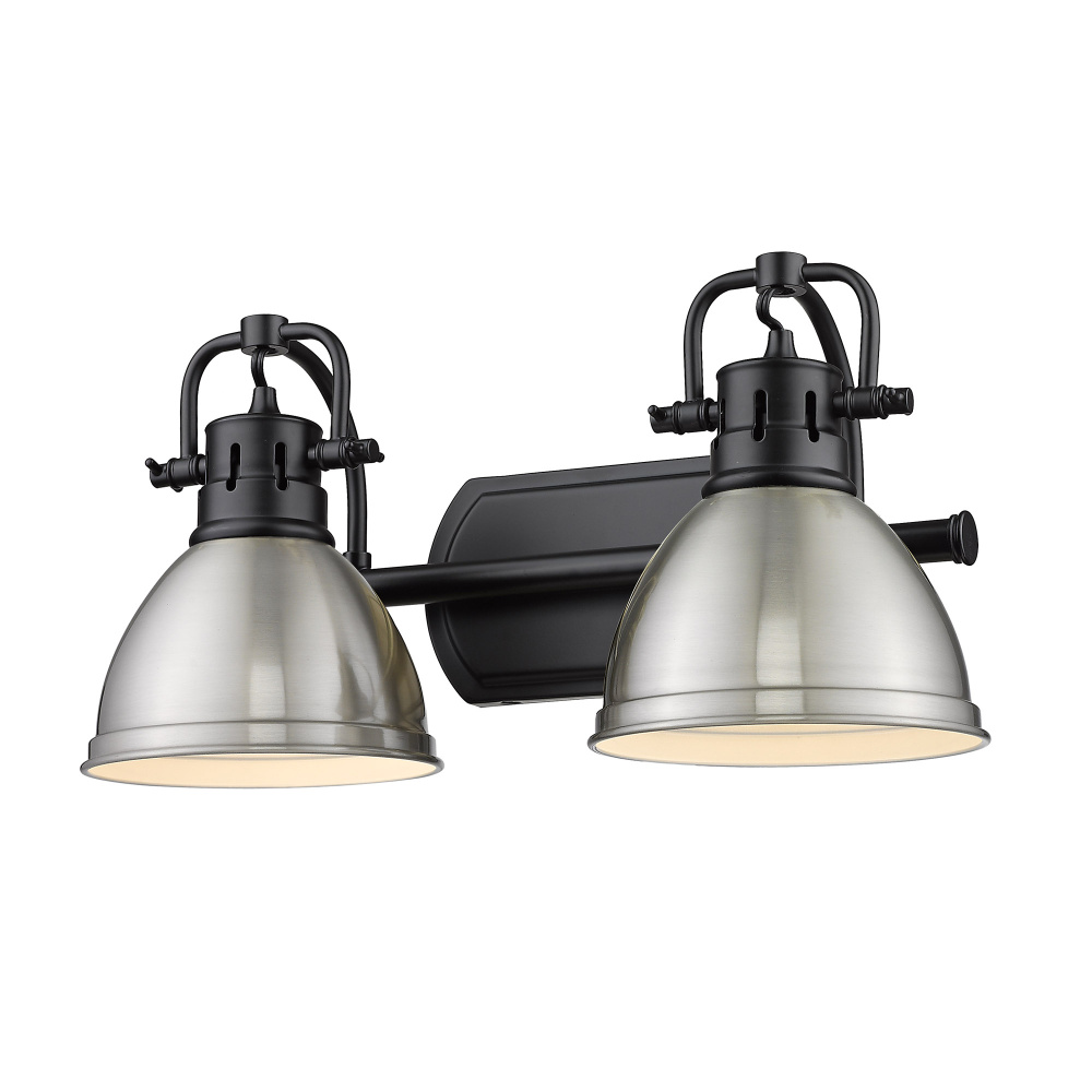 Yep by Golden Lighting Duncan 2-light Vanity in Matte Black and Pewter shade